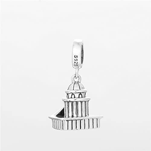 Pantheon Paris France Sterling Silver Dangle Pendant Bead Charm - Bolenvi Pandora Disney Chamilia Jewelry 