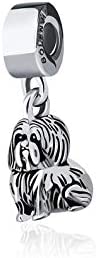 Havanese Maltese Dog Sterling Silver Dangle Pendant Bead Charm - Bolenvi Pandora Disney Chamilia Jewelry 