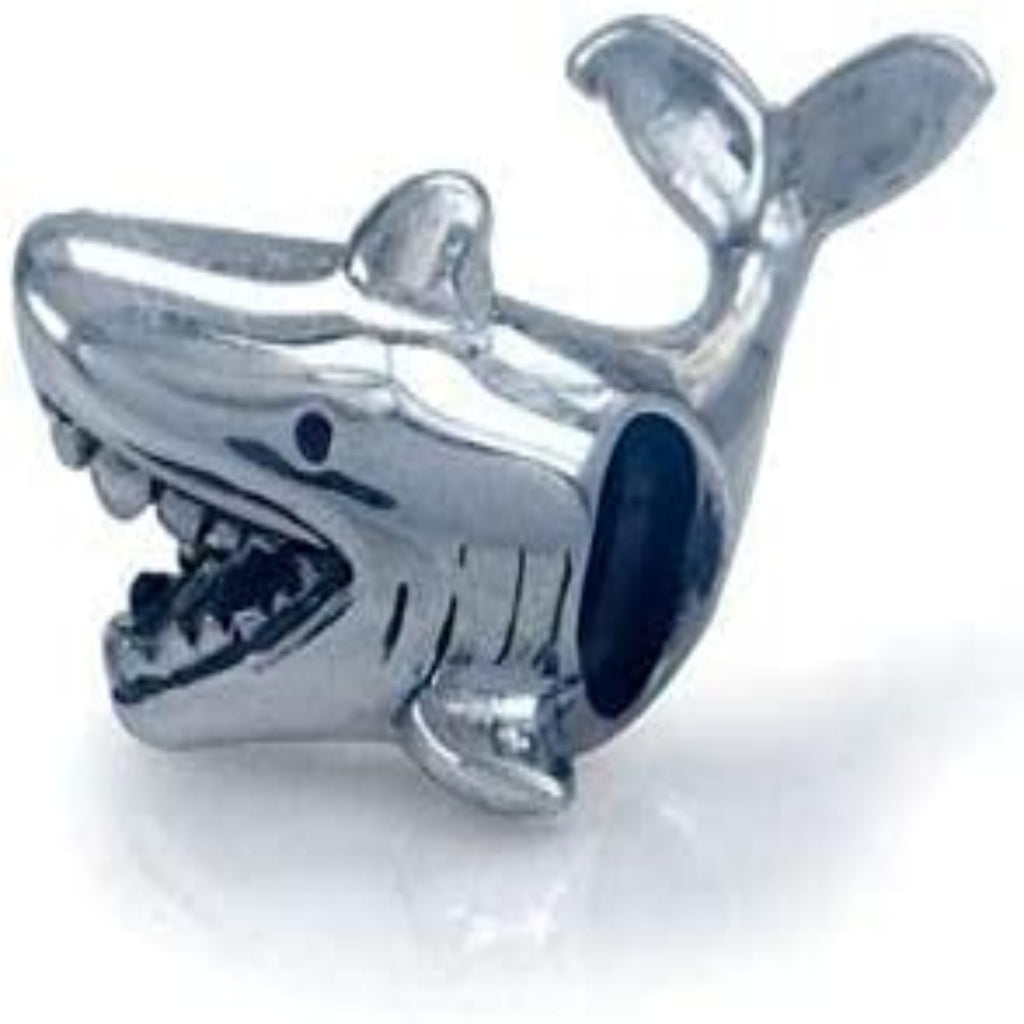 Great White Shark Sterling Silver Dangle Pendant Bead Charm - Bolenvi Pandora Disney Chamilia Jewelry 