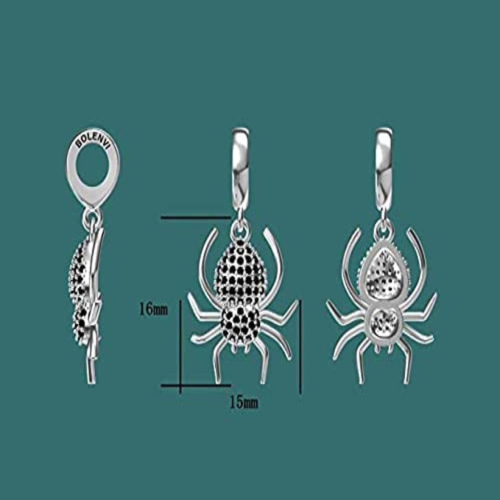 Black Widow Spider Sterling Silver Dangle Pendant Bead Charm - Bolenvi Pandora Disney Chamilia Jewelry 