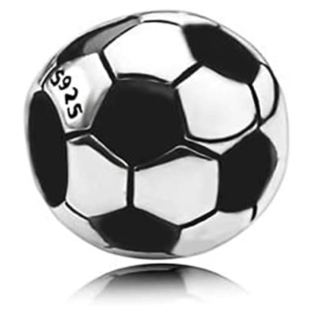 Soccer Ball Sterling Silver Bead Charm - Bolenvi Pandora Disney Chamilia Jewelry 