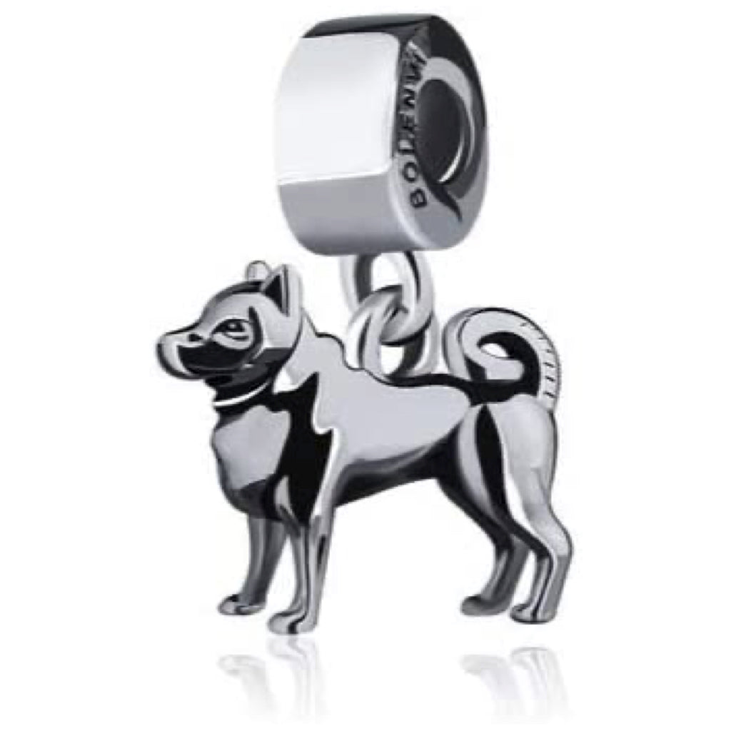 Shiba Inu Shibainu Dog Sterling Silver Dangle Pendant Bead Charm - Bolenvi Pandora Disney Chamilia Jewelry 