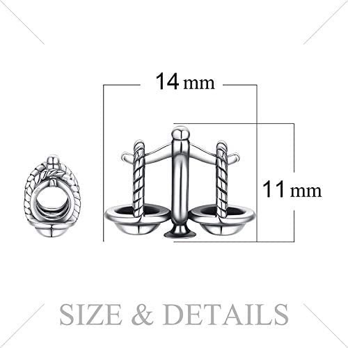 Justice Law Scale Sterling Silver Bead Charm - Bolenvi Pandora Disney Chamilia Cartier Tiffany Charm Bead Bracelet Jewelry 