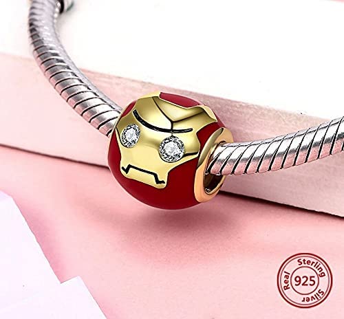 Iron Man Ironman Sterling Silver Bead Charm - Bolenvi Pandora Disney Chamilia Cartier Tiffany Charm Bead Bracelet Jewelry 