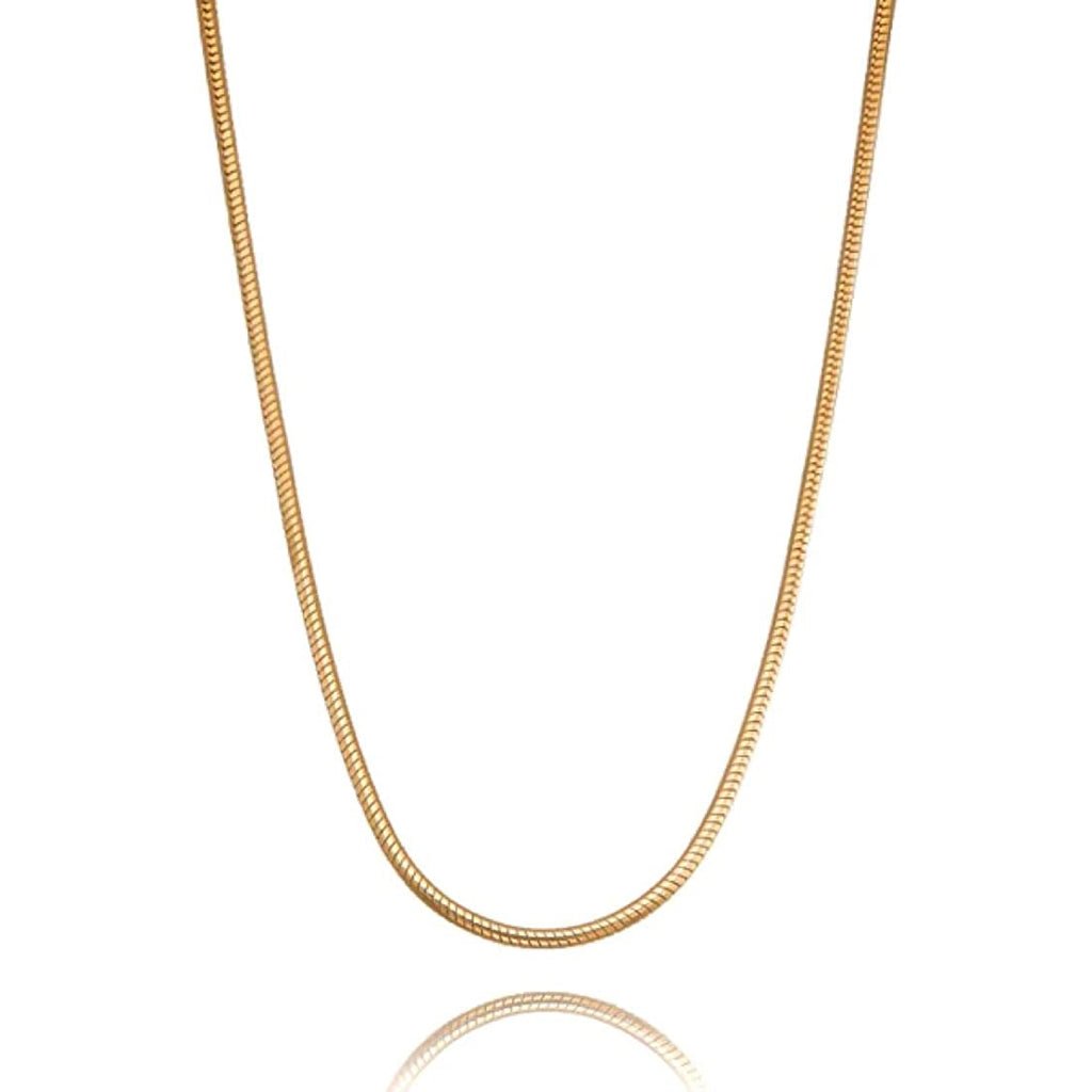 24inch Gold Snake Chain Steel Bead Charm Necklace - Bolenvi Pandora Disney Chamilia Cartier Tiffany Charm Bead Bracelet Jewelry 