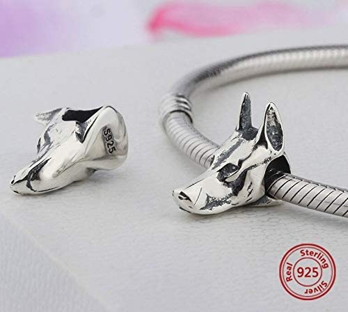 German Shepard Great Dane Dog Head Sterling Silver Bead Charm - Bolenvi Pandora Disney Chamilia Cartier Tiffany Charm Bead Bracelet Jewelry 