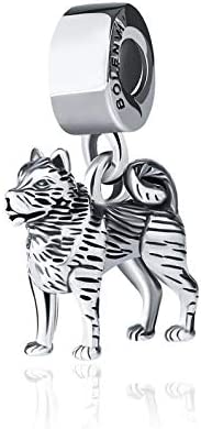 Siberian Husky Dog Sterling Silver Dangle Pendant Bead Charm - Bolenvi Pandora Disney Chamilia Jewelry 