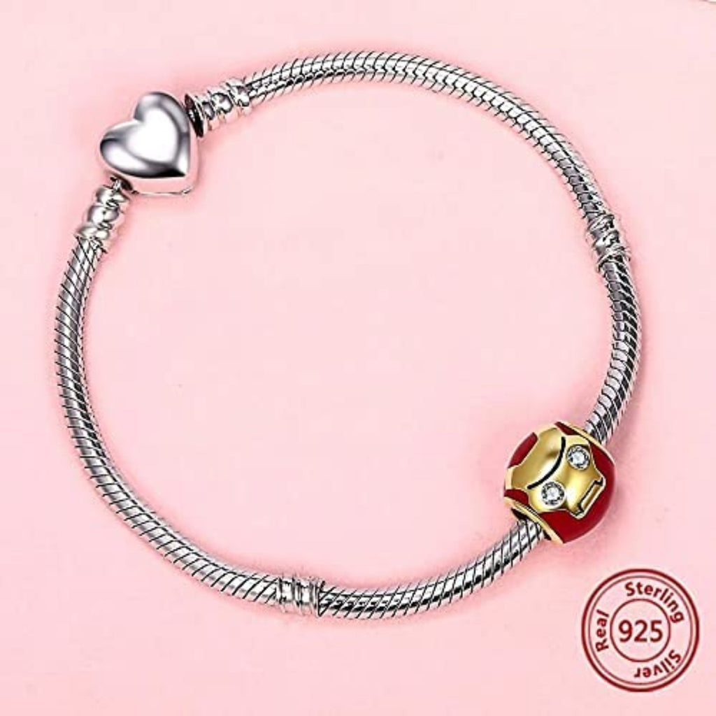Iron Man Ironman Sterling Silver Bead Charm - Bolenvi Pandora Disney Chamilia Cartier Tiffany Charm Bead Bracelet Jewelry 