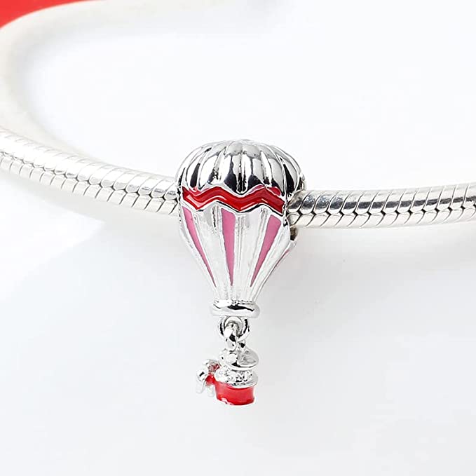 Colorful Hot Air Balloon Sterling Silver Dangle Pendant Bead Charm - Bolenvi Pandora Disney Chamilia Cartier Tiffany Charm Bead Bracelet Jewelry 