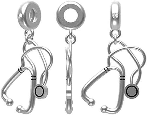 Medical Stethoscope Sterling Silver Dangle Pendant Bead Charm - Bolenvi Pandora Disney Chamilia Cartier Tiffany Charm Bead Bracelet Jewelry 