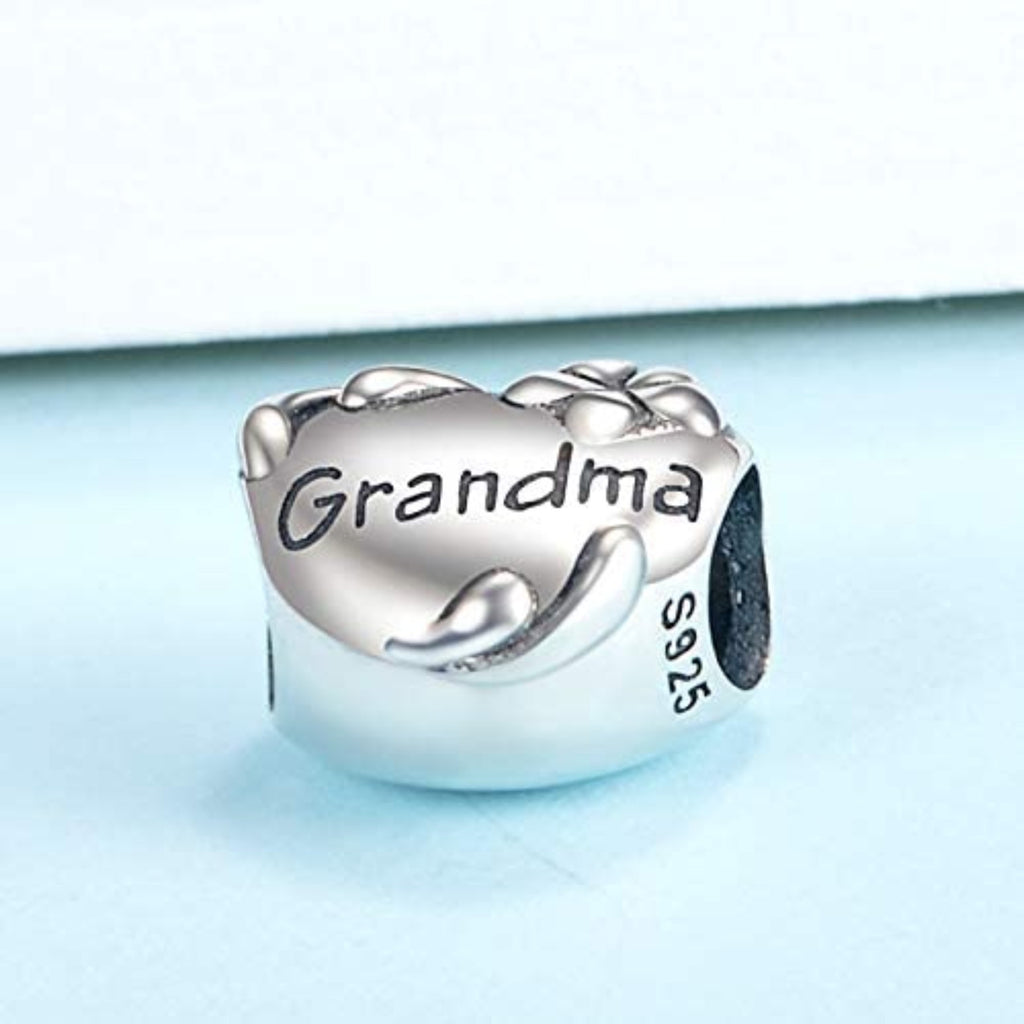 Grandma Heart Grandmother Charm Sterling Silver Bead Charm - Bolenvi Pandora Disney Chamilia Cartier Tiffany Charm Bead Bracelet Jewelry 