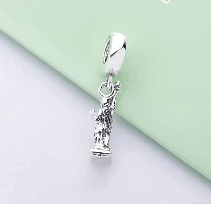 Statue of Liberty NYC Sterling Silver Dangle Pendant Bead Charm - Bolenvi Pandora Disney Chamilia Cartier Tiffany Charm Bead Bracelet Jewelry 