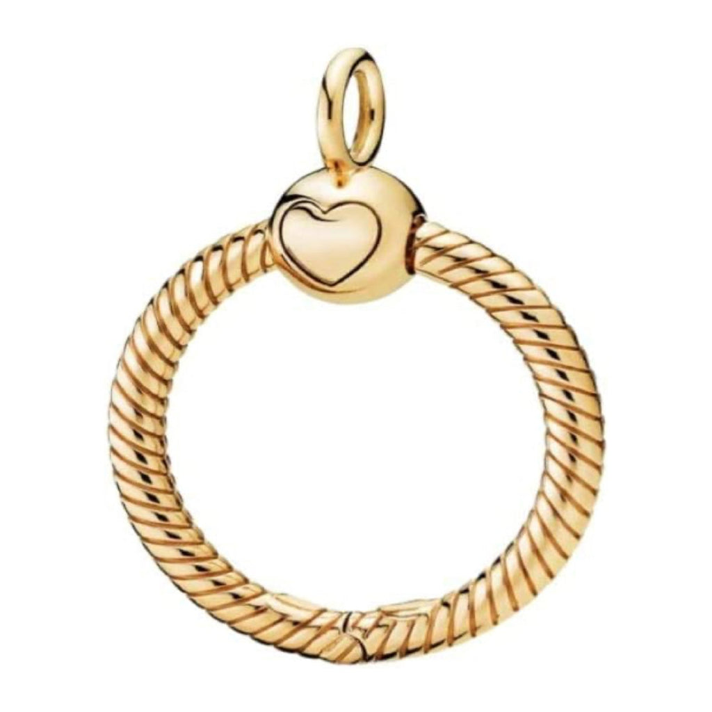 Yellow Gold Moments O Charm Bead Pendant Carrier for Necklaces - Bolenvi Pandora Disney Chamilia Jewelry 