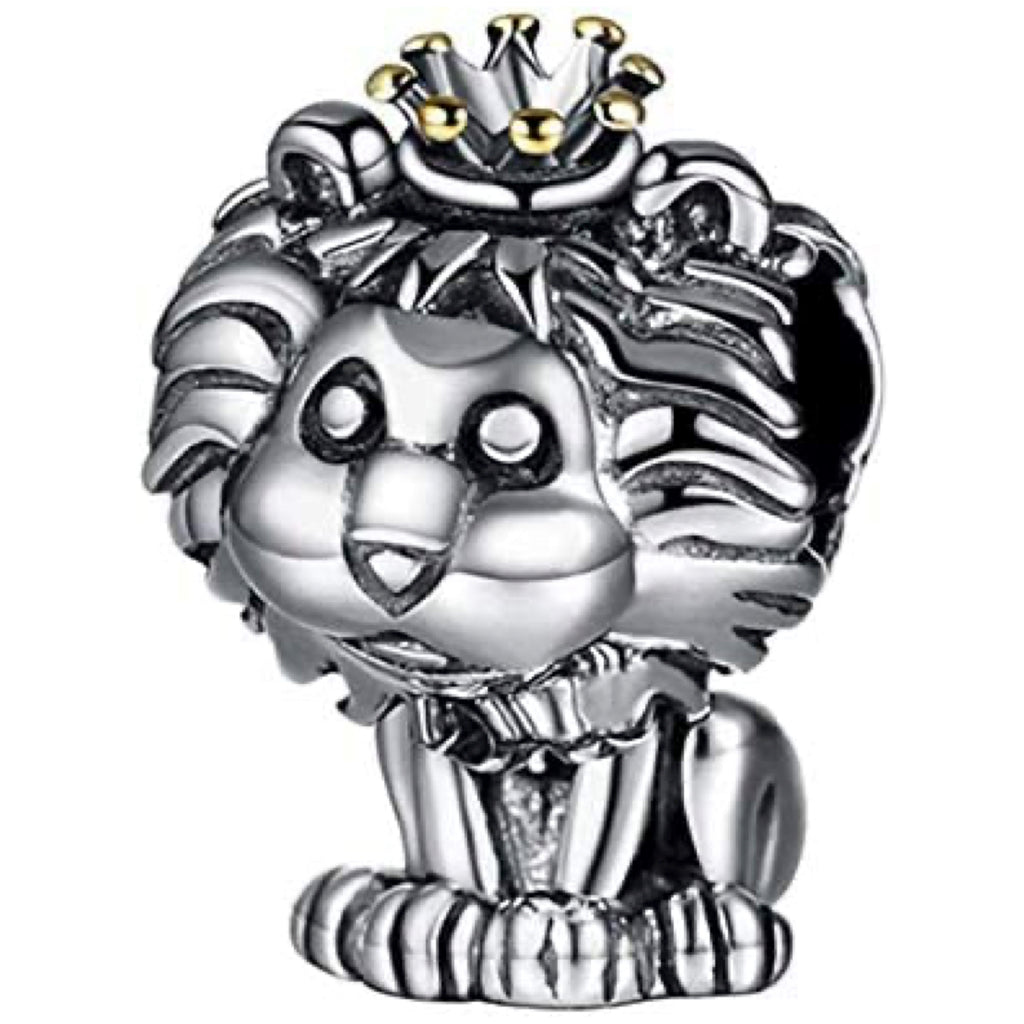 Crowned Lion King Sterling Silver Dangle Pendant Bead Charm - Bolenvi Pandora Disney Chamilia Jewelry 