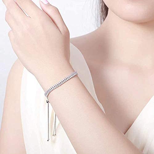 Silver Swarovski Crystallized Sterling Silver Adjustable Dainty