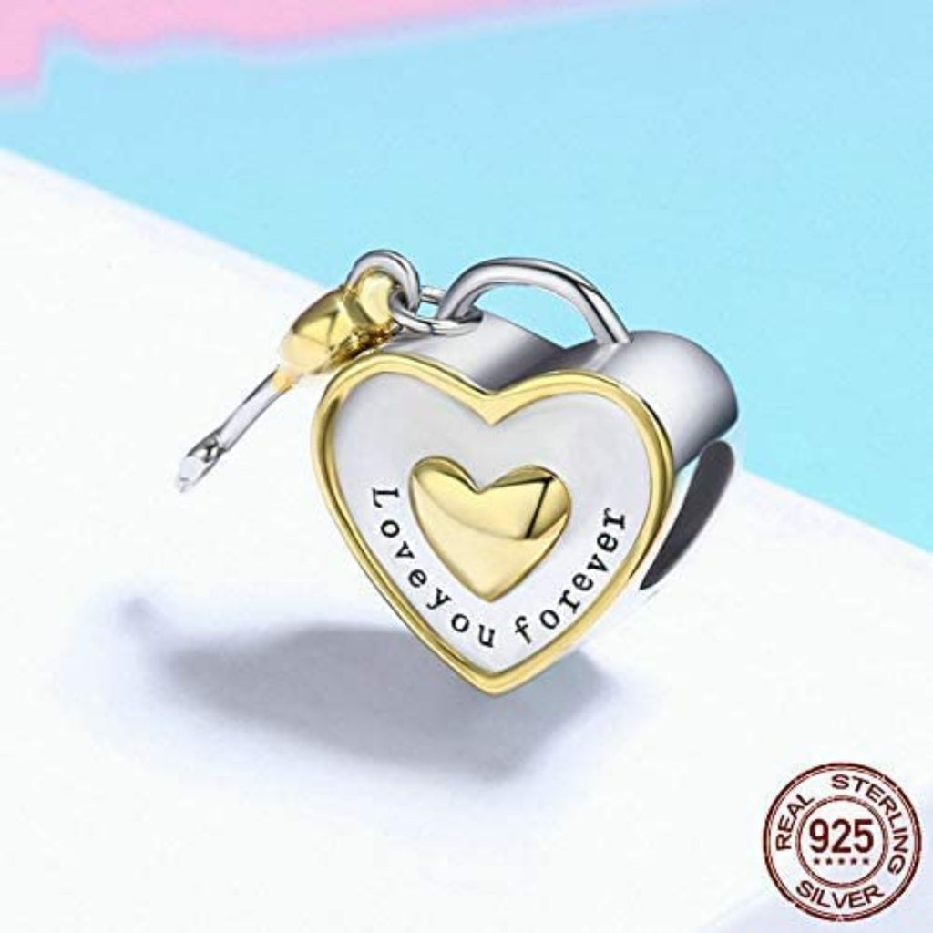 Key To My Heart Love Sterling Silver Bead Charm - Bolenvi Pandora Disney Chamilia Cartier Tiffany Charm Bead Bracelet Jewelry 