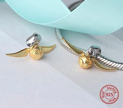 Golden Snitch Sterling Silver Dangle Pendant Bead Charm - Bolenvi Pandora Disney Chamilia Cartier Tiffany Charm Bead Bracelet Jewelry 