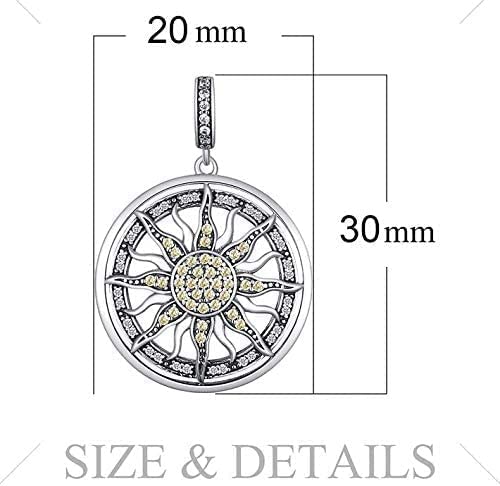 Golden Sun Celestial Amulet Sterling Silver Dangle Pendant Bead Charm - Bolenvi Pandora Disney Chamilia Cartier Tiffany Charm Bead Bracelet Jewelry 