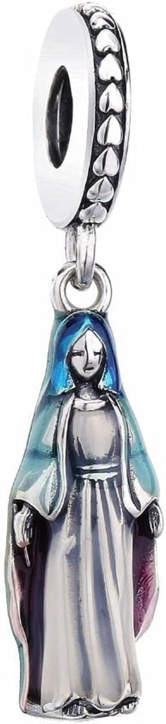 Mother Mary Virgin Mary Jesus Christian Sterling Silver Dangle Pendant Bead Charm - Bolenvi Pandora Disney Chamilia Jewelry 