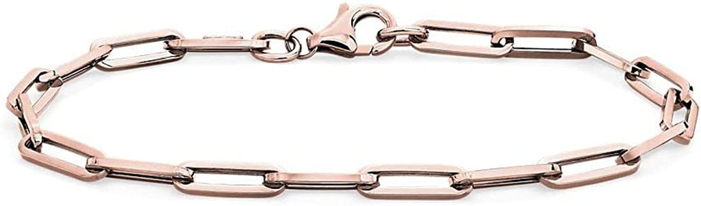 Rose Gold Paperclip Link Charm Bracelet - Bolenvi Pandora Disney Chamilia Cartier Tiffany Charm Bead Bracelet Jewelry 