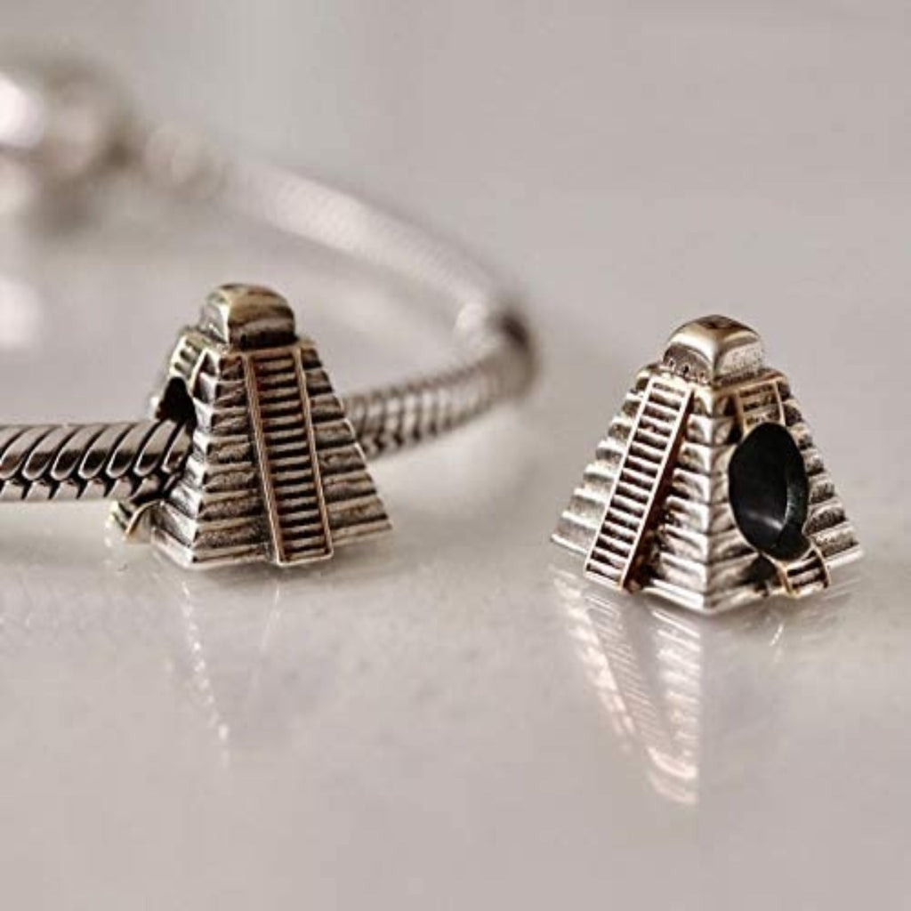 Mexico Mayan Pyramid Sterling Silver Bead Charm - Bolenvi Pandora Disney Chamilia Cartier Tiffany Charm Bead Bracelet Jewelry 