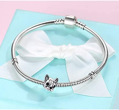Boston Terrier Bulldog Sterling Silver Bead Charm - Bolenvi Pandora Disney Chamilia Cartier Tiffany Charm Bead Bracelet Jewelry 
