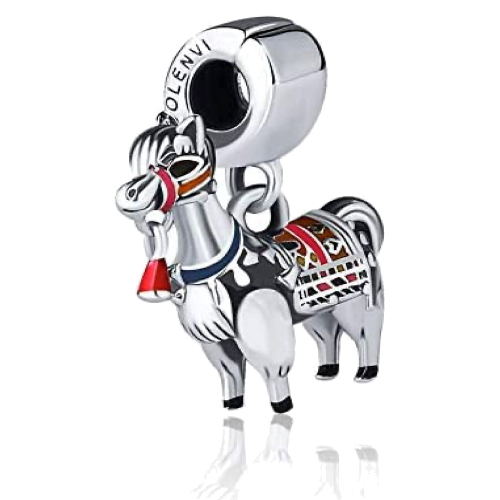 Alpaca Llama Sterling Silver Dangle Pendant Bead Charm - Bolenvi Pandora Disney Chamilia Jewelry 