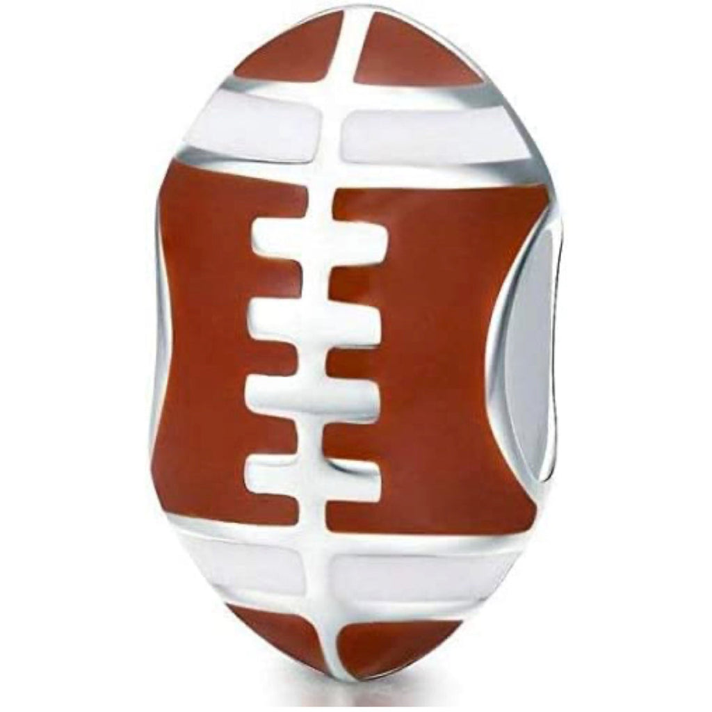 Realistic Football Rugby Sports Sterling Silver Bead Charm - Bolenvi Pandora Disney Chamilia Cartier Tiffany Charm Bead Bracelet Jewelry 