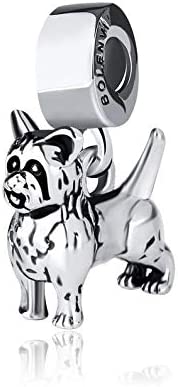 West Highland Terrier Yorkie Dog Sterling Silver Dangle Pendant Bead Charm - Bolenvi Pandora Disney Chamilia Cartier Tiffany Charm Bead Bracelet Jewelry 