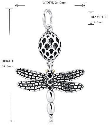 Realistic Dragonfly Sterling Silver Dangle Pendant Bead Charm - Bolenvi Pandora Disney Chamilia Cartier Tiffany Charm Bead Bracelet Jewelry 