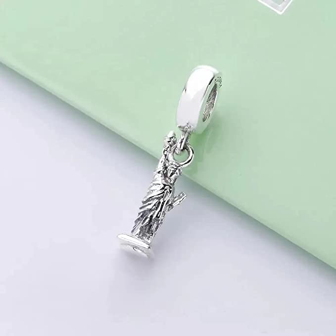 Statue of Liberty NYC Sterling Silver Dangle Pendant Bead Charm - Bolenvi Pandora Disney Chamilia Cartier Tiffany Charm Bead Bracelet Jewelry 