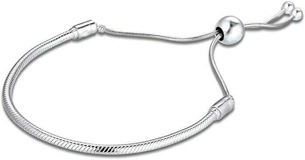 Adjustable 3mm Steel Snake Chain Bead Charm Bracelet - Bolenvi Pandora Disney Chamilia Cartier Tiffany Charm Bead Bracelet Jewelry 
