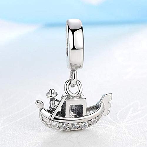 Venice Boat Travel Swarovski Crystals Sterling Silver Dangle Pendant Bead Charm - Bolenvi Pandora Disney Chamilia Jewelry 