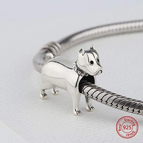 Pitbull American Pit Bull Terrier Charm Sterling Silver Bead Charm - Bolenvi Pandora Disney Chamilia Cartier Tiffany Charm Bead Bracelet Jewelry 