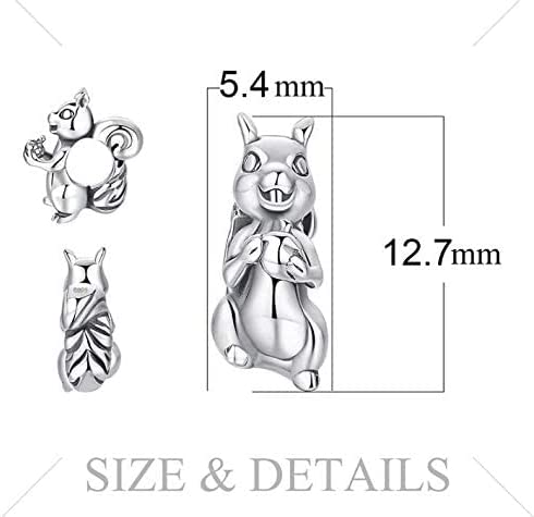 Happy Squirrel Sterling Silver Dangle Pendant Bead Charm - Bolenvi Pandora Disney Chamilia Jewelry 