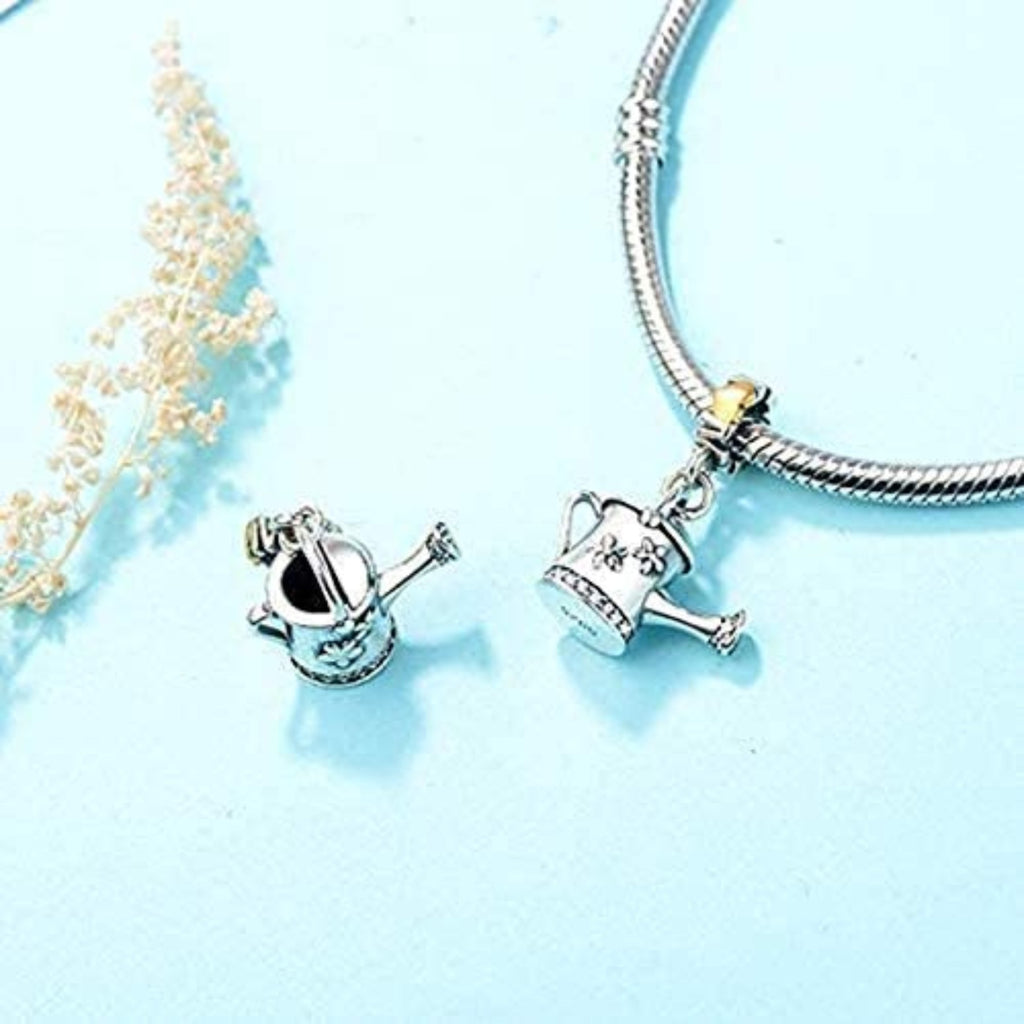 Garden Watering Can Love Mom Mothers Day Sterling Silver Dangle Pendant Bead Charm - Bolenvi Pandora Disney Chamilia Jewelry 