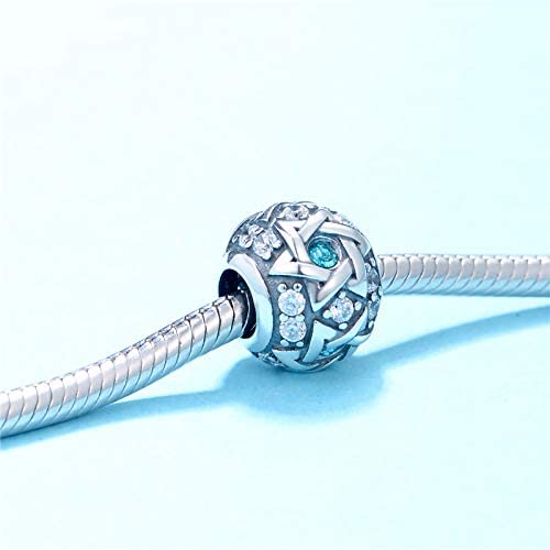 Star of David Ball Sterling Silver Bead Charm - Bolenvi Pandora Disney Chamilia Cartier Tiffany Charm Bead Bracelet Jewelry 