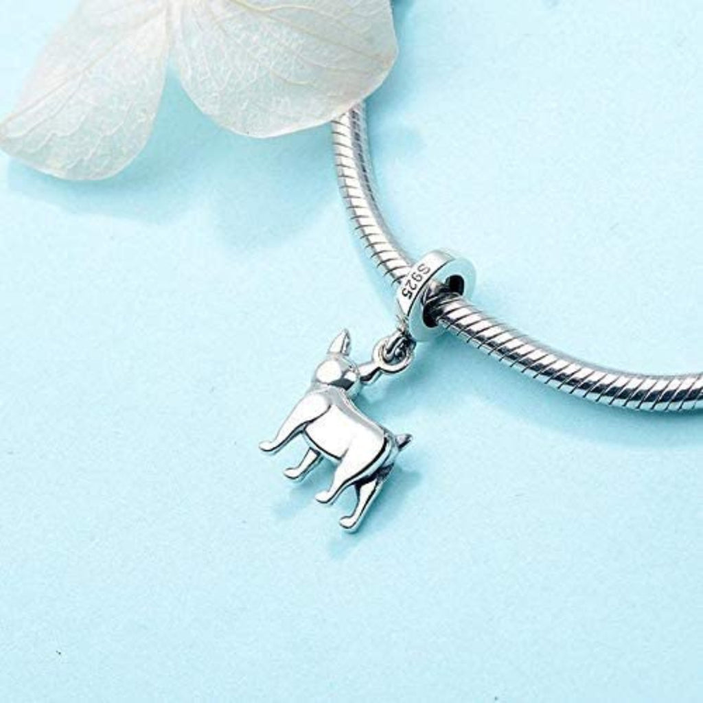 Boston Terrier French Bulldog Bull Dog Sterling Silver Dangle Pendant Bead Charm - Bolenvi Pandora Disney Chamilia Jewelry 