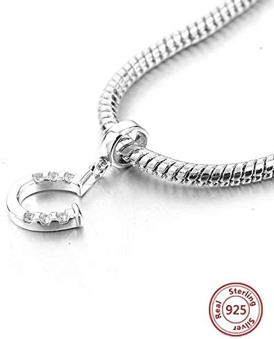 Crystal Horseshoe Sterling Silver Dangle Pendant Bead Charm - Bolenvi Pandora Disney Chamilia Cartier Tiffany Charm Bead Bracelet Jewelry 