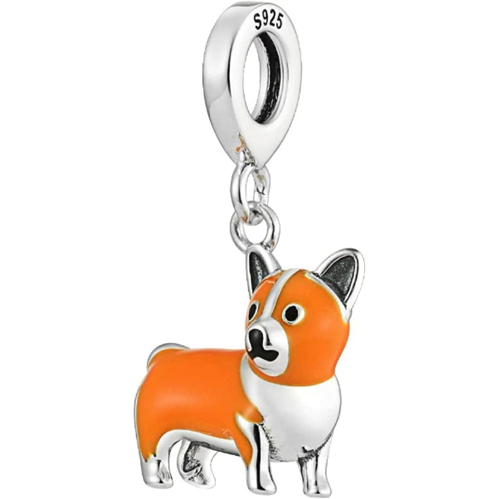 Pembroke Welsh Corgi Sterling Silver Dangle Pendant Bead Charm - Bolenvi Pandora Disney Chamilia Jewelry 