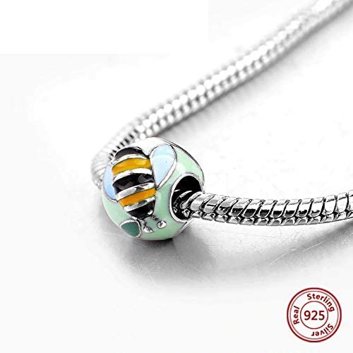 Bee Flower Garden Enamel Sterling Silver Dangle Pendant Bead Charm - Bolenvi Pandora Disney Chamilia Jewelry 