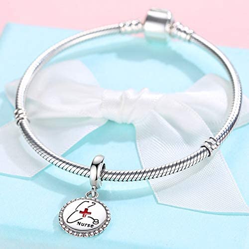 Nurse Stethoscope Sterling Silver Pendant Bead Charm - Bolenvi Pandora Disney Chamilia Cartier Tiffany Charm Bead Bracelet Jewelry 