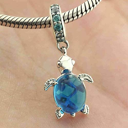 Baby Turtle Blue Bubble Sterling Silver Dangle Pendant Bead Charm - Bolenvi Pandora Disney Chamilia Jewelry 