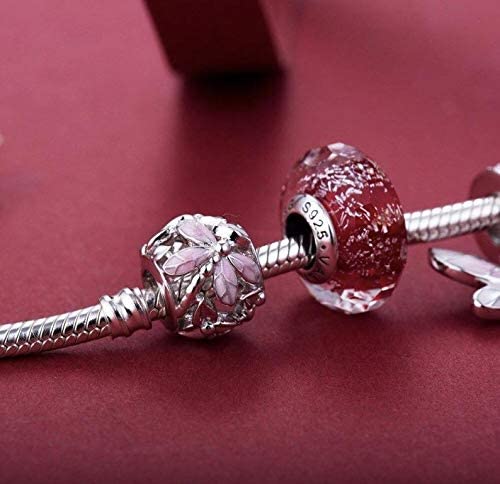 Pink Dragonfly Dragon Fly Ball Sterling Silver Dangle Pendant Bead Charm - Bolenvi Pandora Disney Chamilia Jewelry 