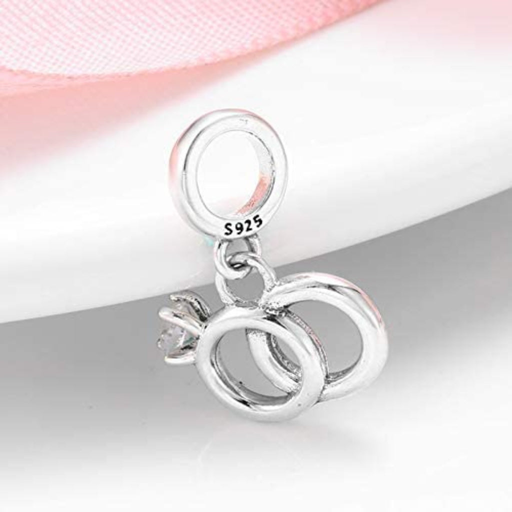 His & Hers Rings Sterling Silver Dangle Pendant Bead Charm - Bolenvi Pandora Disney Chamilia Cartier Tiffany Charm Bead Bracelet Jewelry 