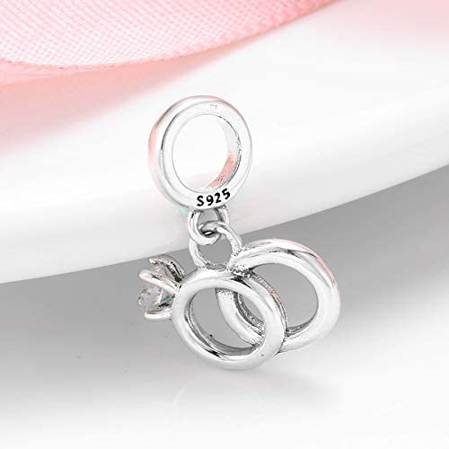 Wedding Rings Sterling Silver Dangle Pendant Bead Charm - Bolenvi Pandora Disney Chamilia Cartier Tiffany Charm Bead Bracelet Jewelry 