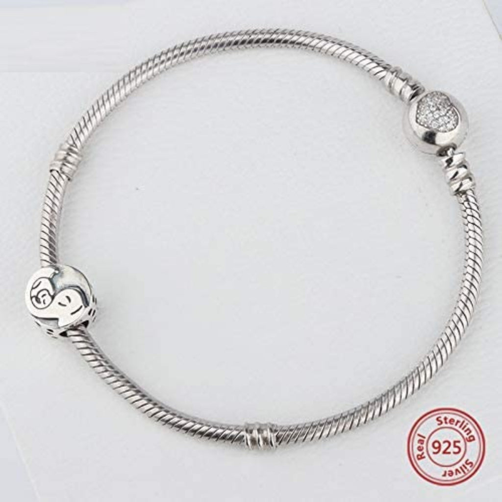 Momma Elephant Mom & Baby Sterling Silver Bead Charm - Bolenvi Pandora Disney Chamilia Cartier Tiffany Charm Bead Bracelet Jewelry 