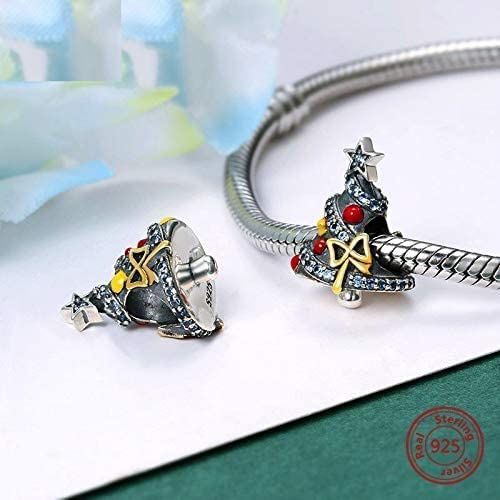 Swarovski Christmas Tree Sterling Silver Bead Charm - Bolenvi Pandora Disney Chamilia Cartier Tiffany Charm Bead Bracelet Jewelry 