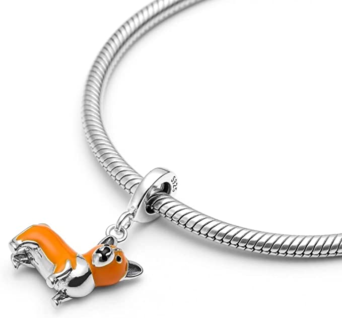 Pembroke Welsh Corgi Sterling Silver Dangle Pendant Bead Charm - Bolenvi Pandora Disney Chamilia Jewelry 