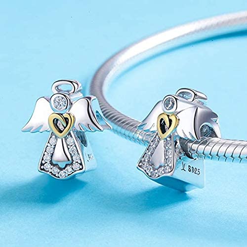 Guardian Angel Memorial Sterling Silver Dangle Pendant Bead Charm - Bolenvi Pandora Disney Chamilia Jewelry 